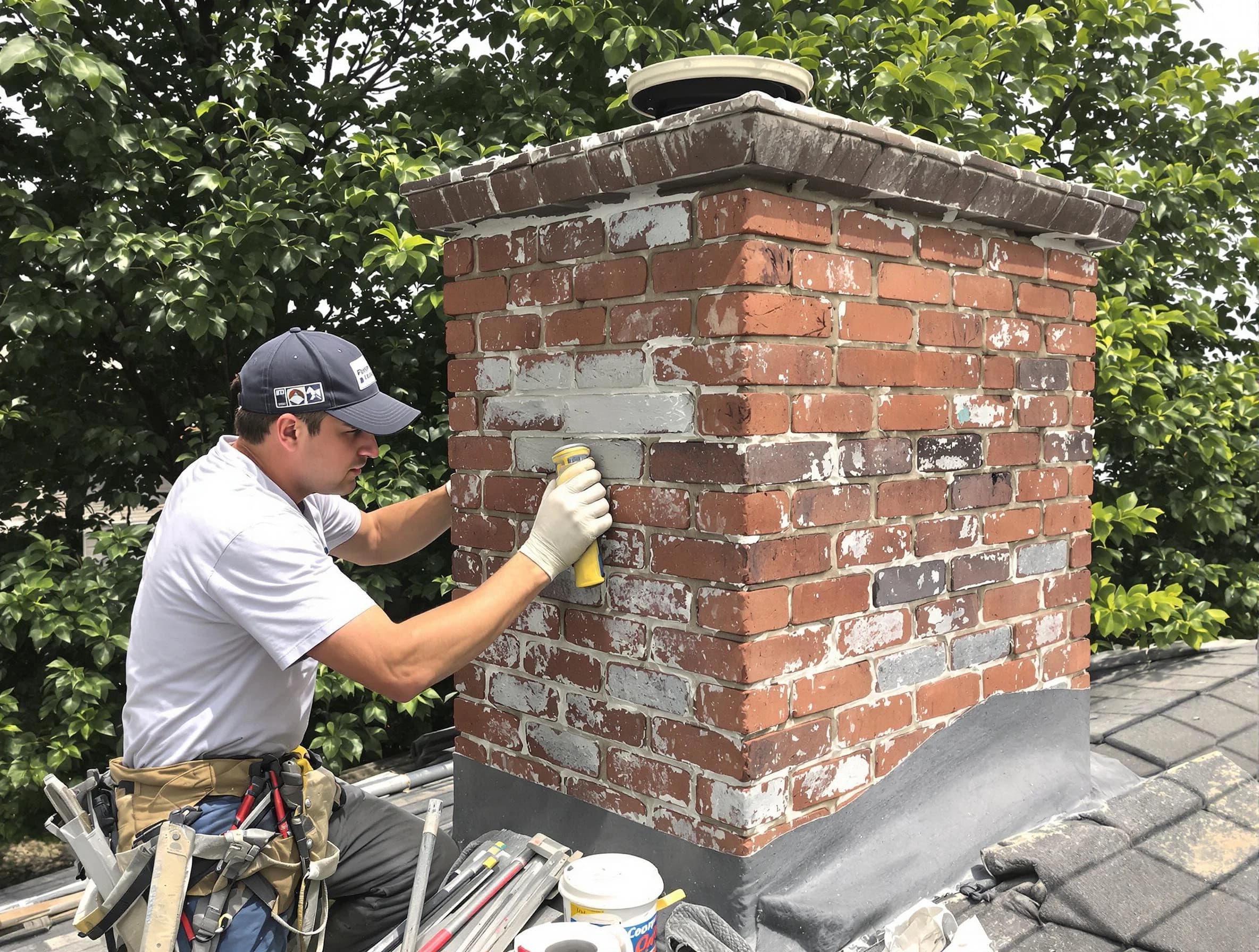 Bayonne Chimney Sweep restoring an aging chimney in Bayonne, NJ