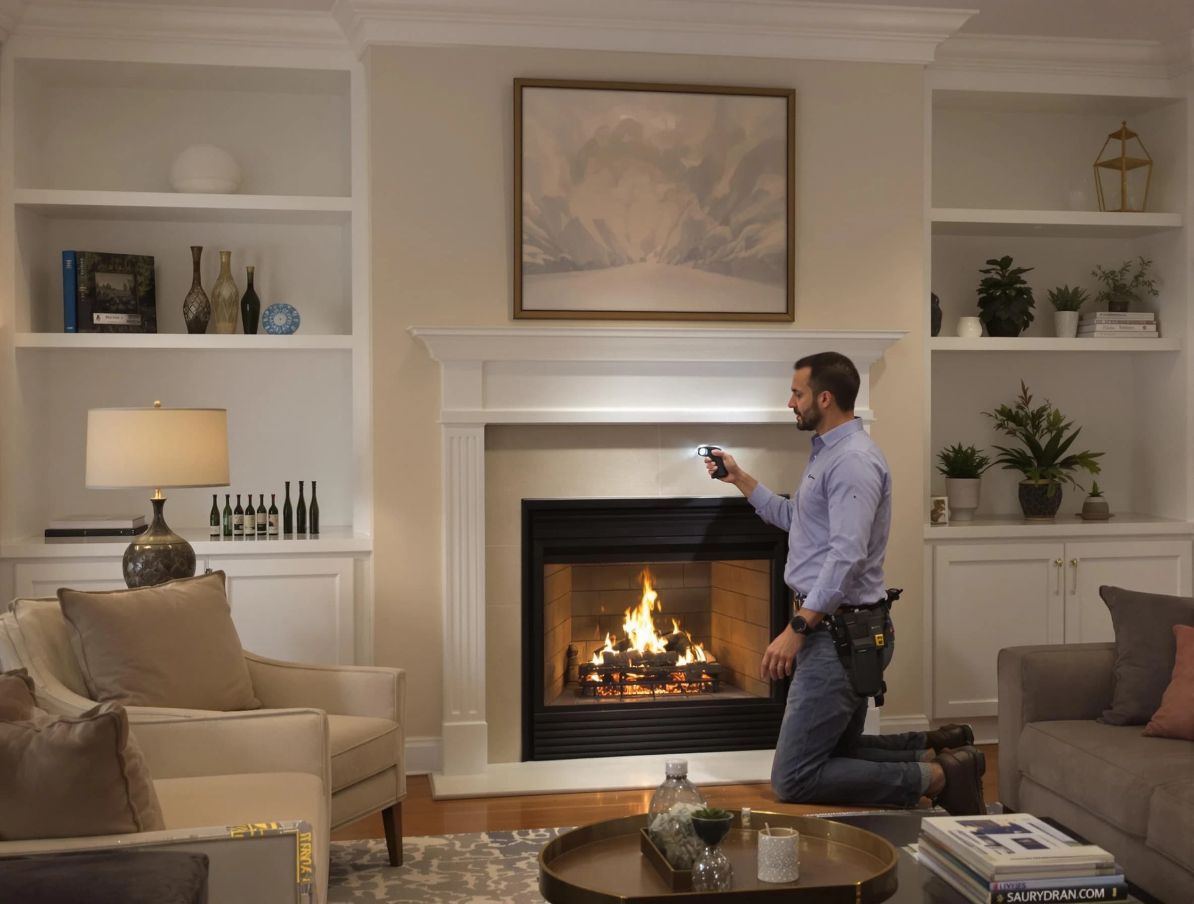 Bayonne Chimney Sweep conducting a fireplace safety inspection in Bayonne, NJ