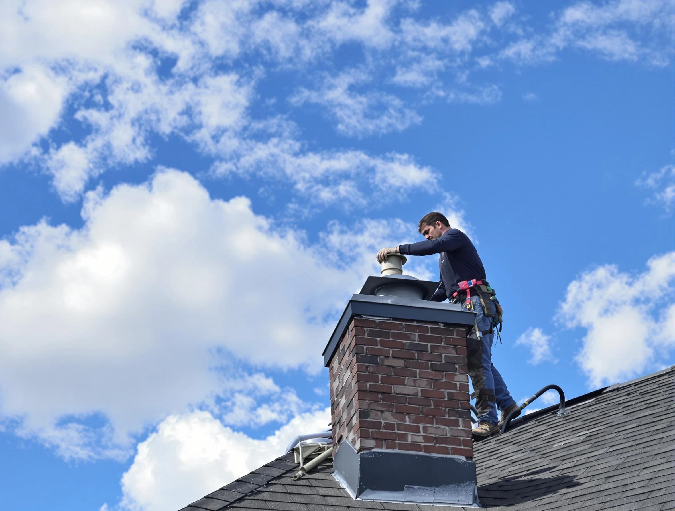 Bayonne Chimney Sweep installing a sturdy chimney cap in Bayonne, NJ
