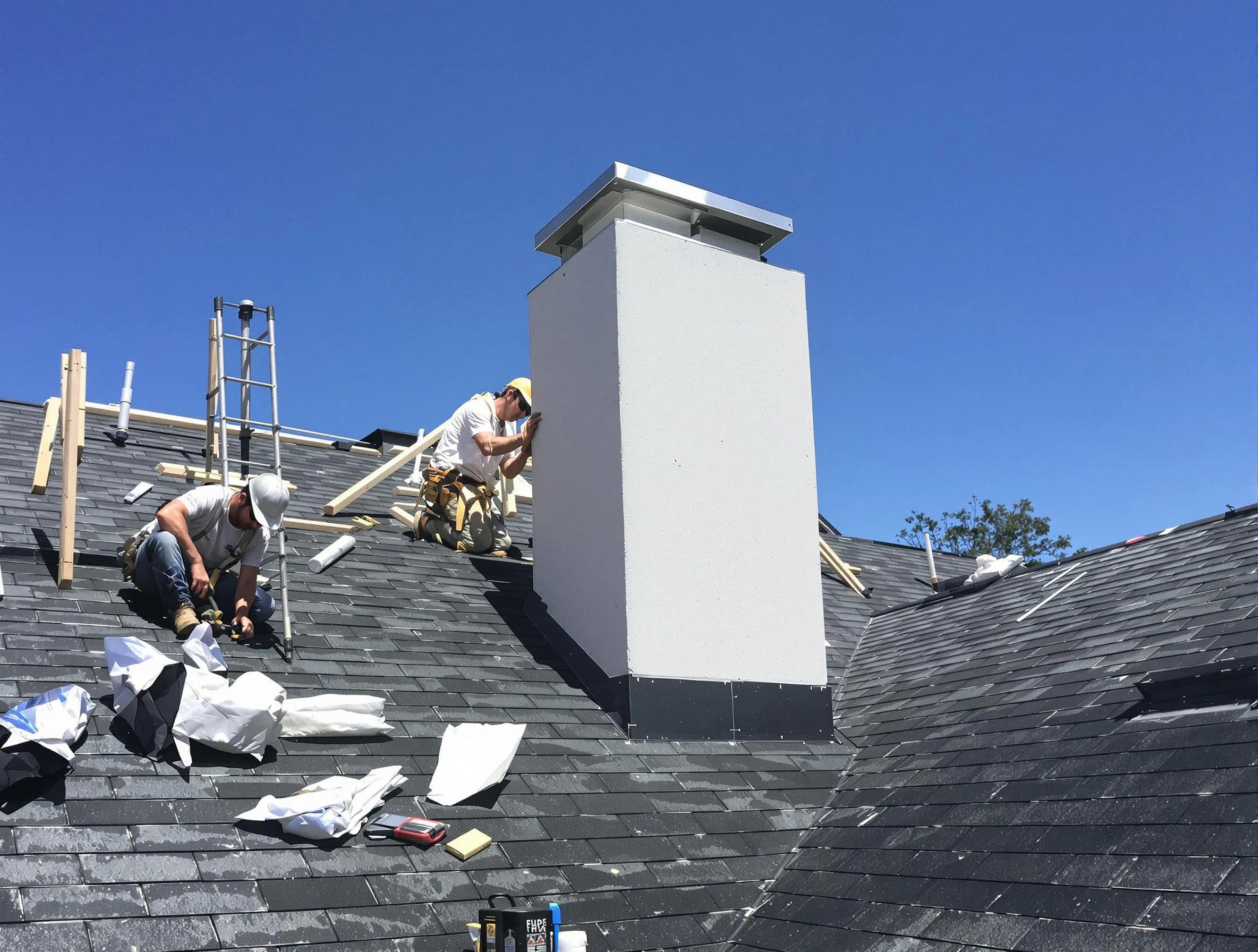 Bayonne Chimney Sweep crew installing a new chimney in Bayonne, NJ