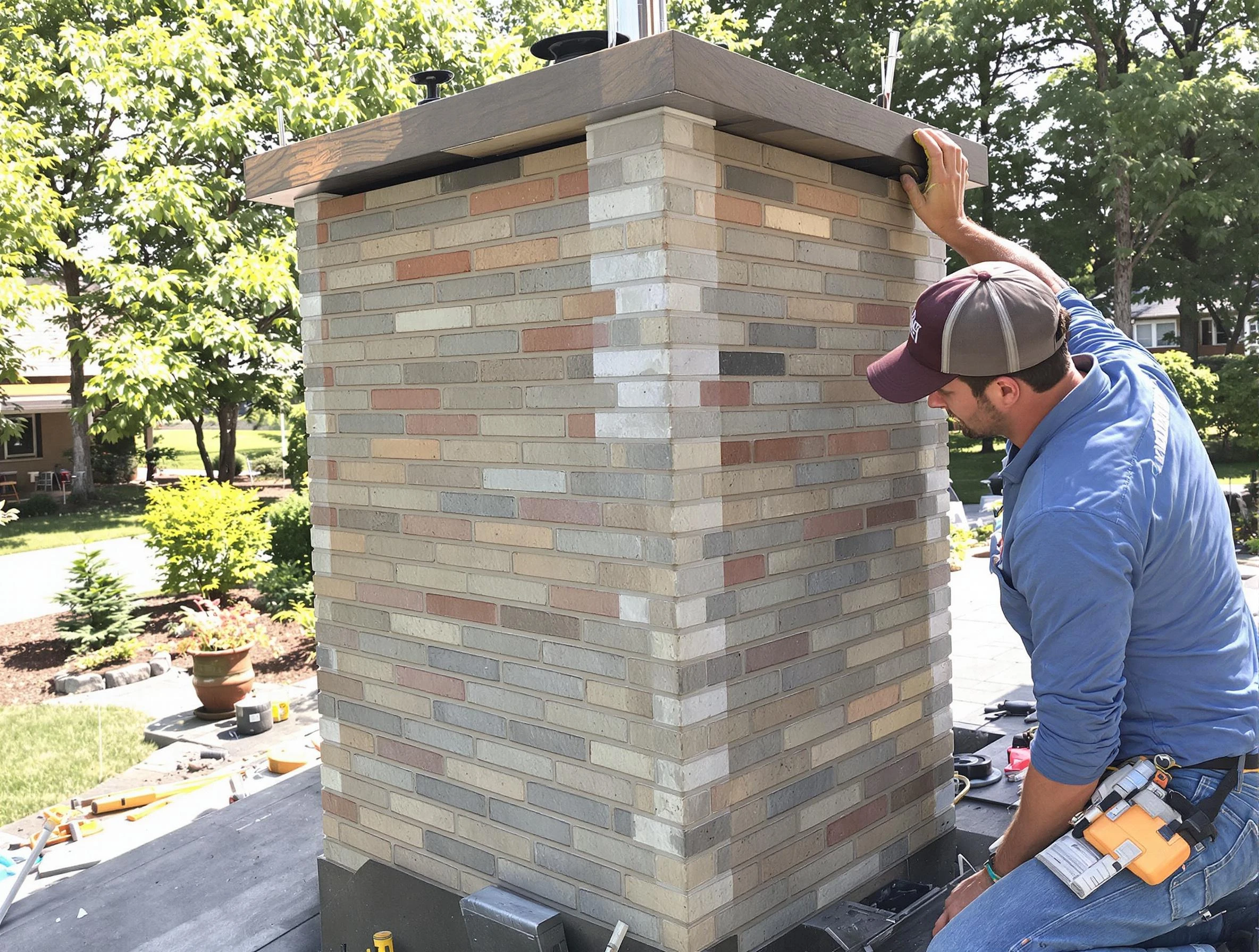 Bayonne Chimney Sweep completing a modern chimney remodel in Bayonne, NJ